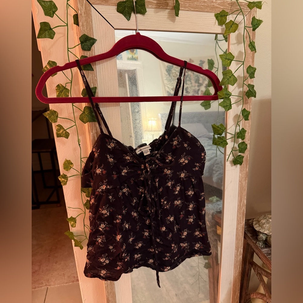 American Eagle Floral Cutout Blouse